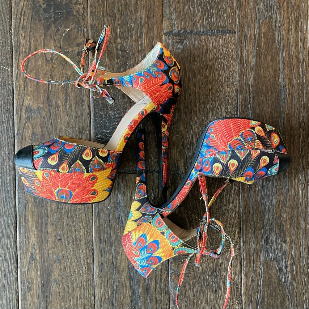 Modcloth Colorful Peacock Platform Stiletto Heels - Picture 4 of 6